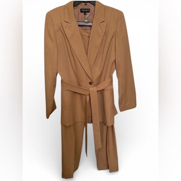 John Meyer Pants - Tan Business Pantsuit Belted by John Meyer